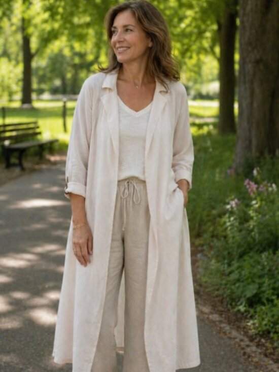 Ann Taylor Jackets & Blazers - Ann Taylor Size Large Long Open Front Cream Colored Cardigan